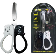 Ножницы детские "deVENTE. MooreCafe" 12см, двухцв.прорезин.кольца в виде котиков