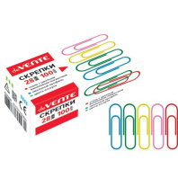 Скрепки 28мм - 100шт. цветные, карт.уп.