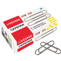 Скрепки 50мм -  50шт. никелированные, овальные, карт.уп.