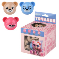 Точилка пласт. 1 отв. "Розовый мишка" 4*3,1*3,1см, ассорти