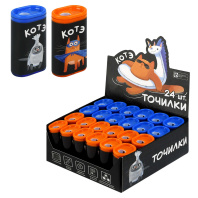 Точилка пласт. 1 отв. "Суперкот" 2,8*1,9*4,9см, контейнер, ассорти