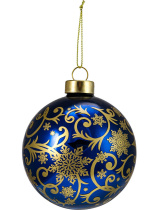 Ёлочный шар  8 см "Золотистый иней" стекло