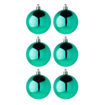 Набор елочных шаров  6 см, 6 шт., бирюза, пластик