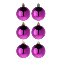 Набор елочных шаров  6 см, 6 шт., маджента, пластик