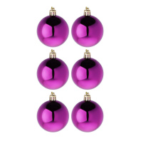 Набор елочных шаров  6 см, 6 шт., маджента, пластик