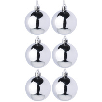 Набор елочных шаров  6 см, 6 шт., серебро, пластик