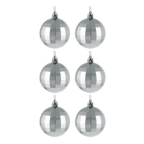 Набор елочных шаров  6 см, 6 шт., серебро, пластик