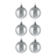 Набор елочных шаров  6 см, 6 шт., серебро, пластик
