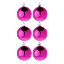 Набор елочных шаров  6 см, 6 шт., фуксия, пластик