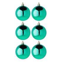 Набор елочных шаров  7 см, 6 шт., бирюза, пластик
