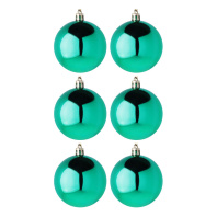 Набор елочных шаров  7 см, 6 шт., бирюза, пластик
