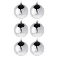 Набор елочных шаров  7 см, 6 шт., серебро, пластик
