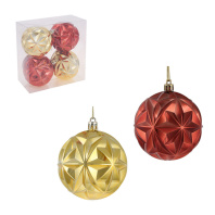 Набор елочных шаров  8 см, 4 шт., бронза, золото, пластик