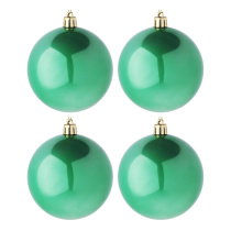 Набор елочных шаров  8 см, 4 шт., зеленый перламутр, пластик