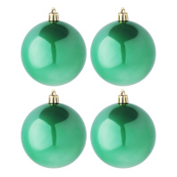 Набор елочных шаров  8 см, 4 шт., зеленый перламутр, пластик