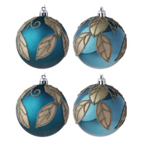 Набор елочных шаров  8 см, 4 шт., золото/синий, пластик