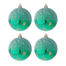 Набор елочных шаров  8 см, 4 шт., морская волна с золотом, пластик