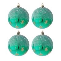 Набор елочных шаров  8 см, 4 шт., морская волна с золотом, пластик