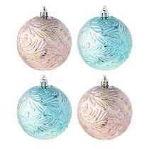 Набор елочных шаров  8 см, 4 шт., розовый, голубой, пластик