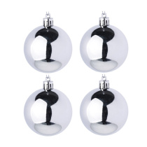 Набор елочных шаров  8 см, 4 шт., серебро, пластик