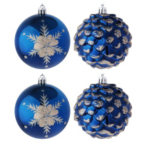 Набор елочных шаров  8 см, 4 шт., синий, пластик