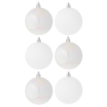 Набор елочных шаров  8 см, 6 шт., белый, пластик