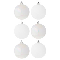 Набор елочных шаров  8 см, 6 шт., белый, пластик