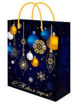 Пакет подар. бум. новогодн. 18*23*10см, 190 гр/м "Новогодние шары"