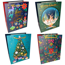 Пакет подар. бум. новогодн. 31*42*12 см 210 гр/м2 "Новогодний" микс дизайнов