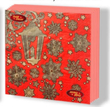 Салфетка  Gold decor "НГ Фонарь на красном" 33*33см, 20 шт., 3-х слойная