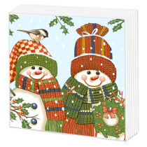 Салфетка "НГ Снеговички в шарфах" 33*33см, 20 шт., 2-х слойная