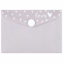 Конверт на кнопке  с рисунком 105*74мм "Сердечко на бежевом"