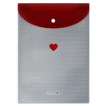 Конверт на кнопке  с рисунком 240*330мм "Сердечко на полосках"