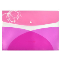 Конверт на кнопке  с рисунком А4 (325*235мм) "Цветок на розовом" два наруж. кармана