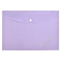 Конверт на кнопке  с рисунком А4 (330*235мм) "Пастельный сиреневый глиттер" печать фольгой