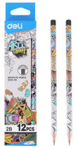 Карандаш Deli 2B Arti Graff , шестигранный,