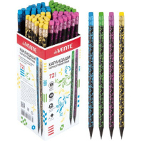 Карандаш deVENTE HB Black&Bright, круглый, с ластиком, ассорти с рисунком