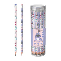 Карандаш ч/гр "Котята в кигуруми" круглый, с ластиком, НВ