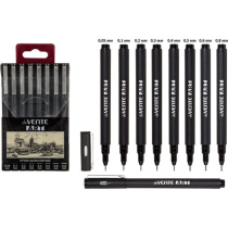 Набор капиллярных ручек "deVENTE. Art" 8шт., d=0,05, 0,1, 0,2, 0,3, 0,4, 0,5, 0,6, 0,8  мм, черные