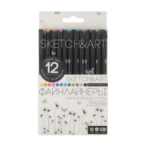 Набор линеров "BV Sketch and Art. Black edition" 0,36мм, 12цв.