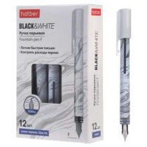 Ручка перьевая Hatber "Black and White. Мрамор" синяя, одноразовая