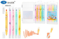 Набор текстовыделителей Basir "Капибара" 6 цв., двусторон., стираемые