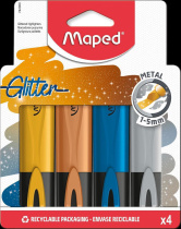 Набор текстовыделителей FLUO PEP'S GLITTER 4 цв. металлик, 1-5мм