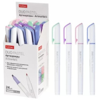 Текстовыделитель "Hatber. Duo PASTEL" 1-4мм, двусторон., мягкий наконечник, ассорти 4 цвета