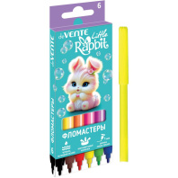 Фломастеры   6цв "deVENTE. Little Rabbit", вентил.колпачок, картон