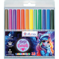 Фломастеры  12цв "Attomex. Best Friends", вентил. колпачок, блистер
