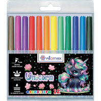Фломастеры  12цв "Attomex. Unicorn", вентил. колпачок, блистер