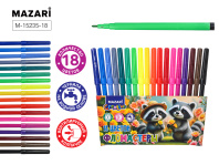 Фломастеры  18цв "Mazari. Енот" вентилир.колпачок