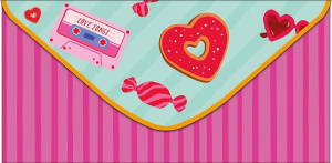 Конверт для денег "Конфета, сердечко, кассета"