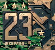 Мини-открытка 16*7см "23 февраля"